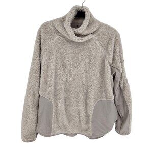 Nike size Xl beige long sleeve sherpa fleece pullover top wrapped cowl neck